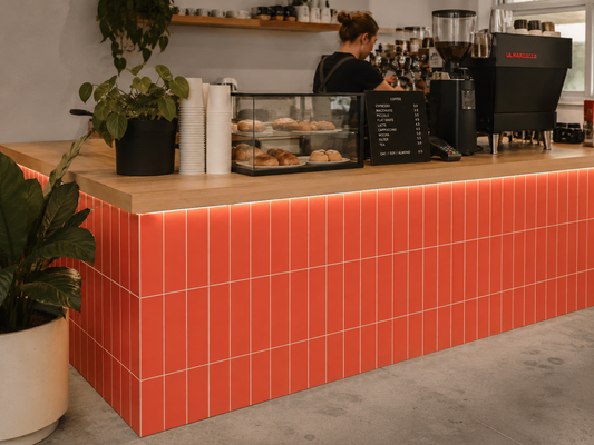 Long Subway Stick on Composite Tile - Matte Orange