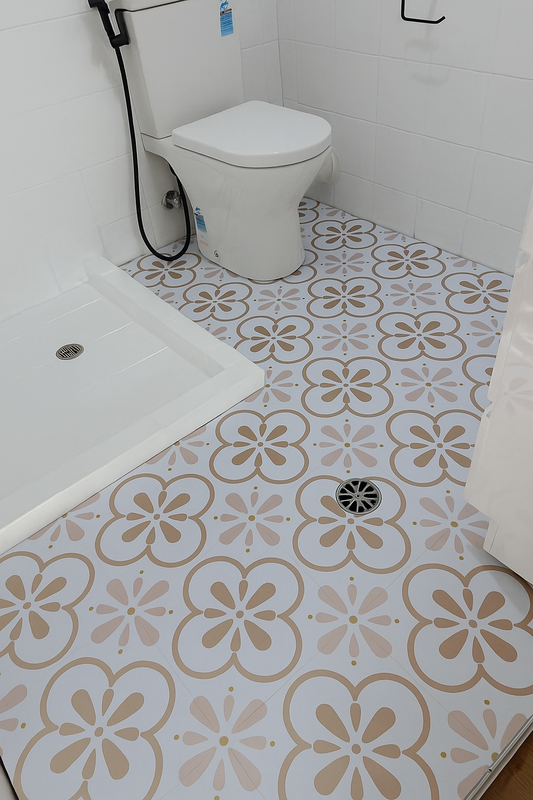 Vinyl Floor Stick on Tile - Pink Flower