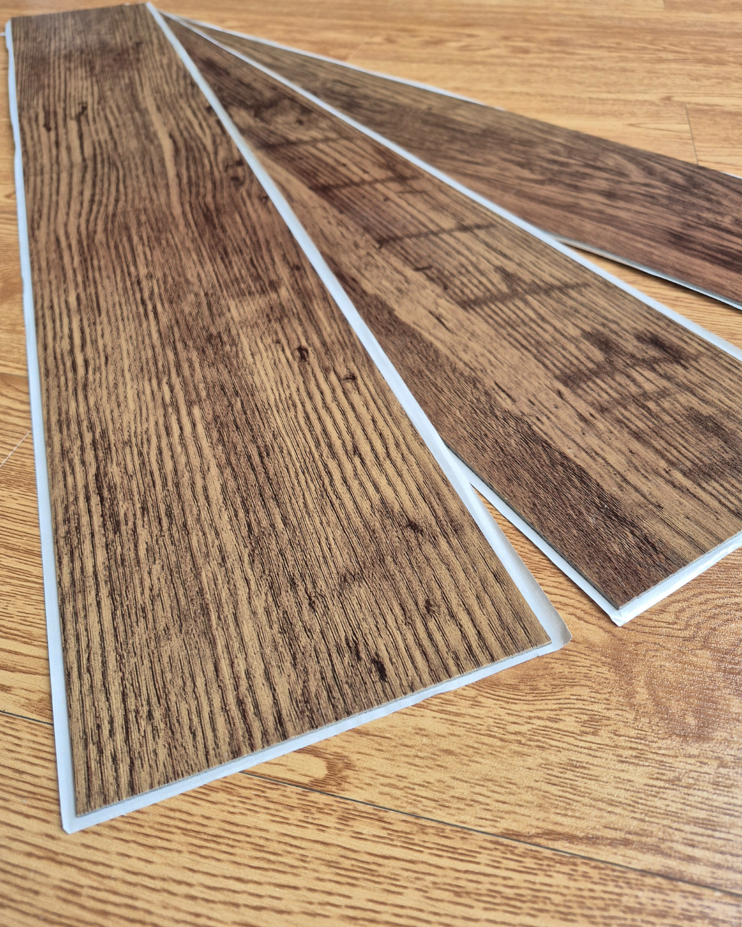 Vinyl Floor Planks Stick on Tile - Dark Walnut