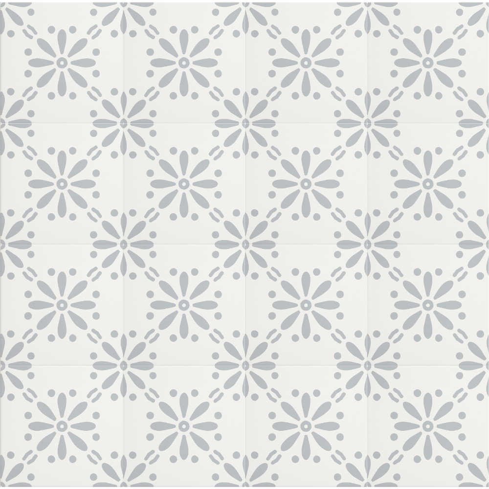 Vinyl Floor Stick on Tile - Grey Bloom