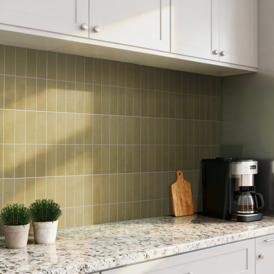 Large Kit Kat Stick on Composite Tile - Matte Olive Green
