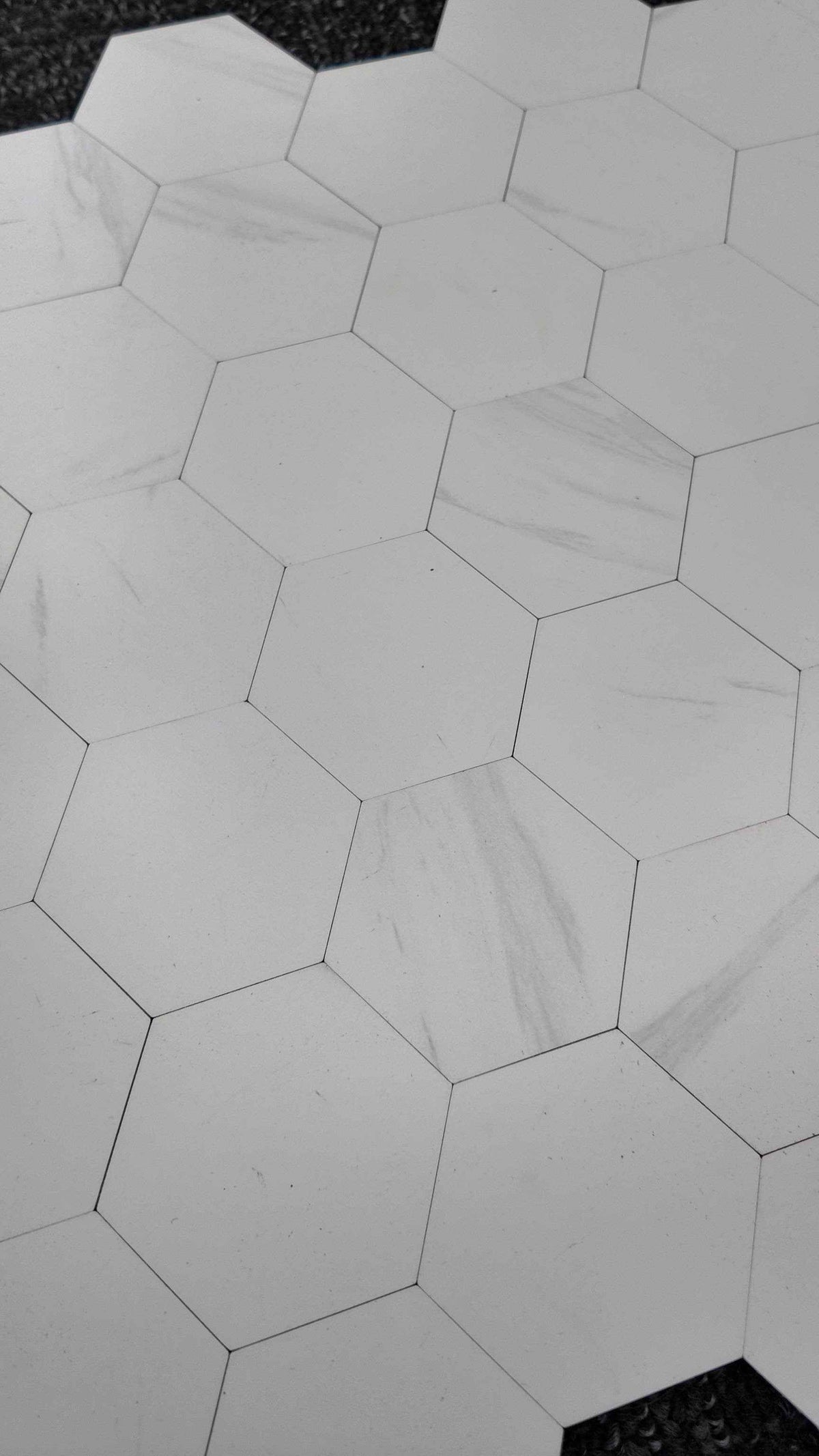 White Marble Hexagon Stick on Composite Tile