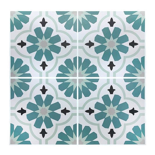 Vinyl Floor Stick on Tile - Green Flower