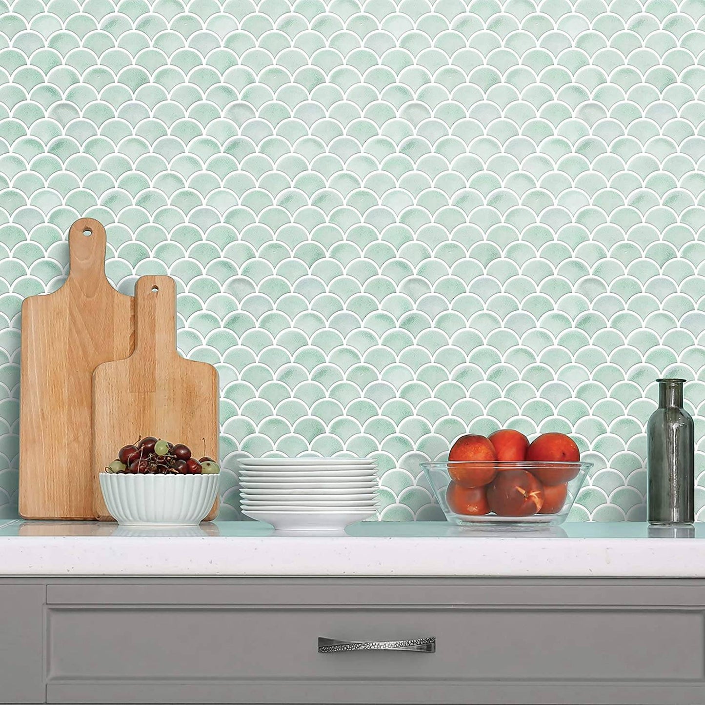 Fish Scale Stick on Tile - Turquoise - Stick on Tiles AustraliaStick on Tiles Australia