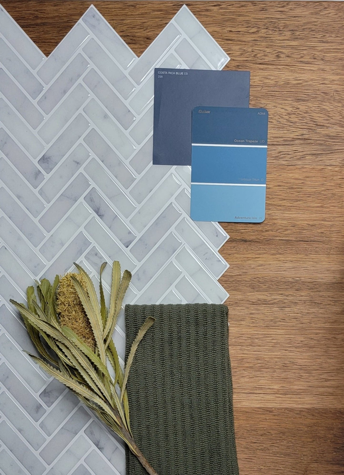 Herringbone Stick on Tile - Light Grey Marble - Stick on Tiles AustraliaStick on Tiles Australia