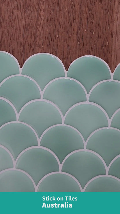 Fish Scale Stick on Tile - Turquoise
