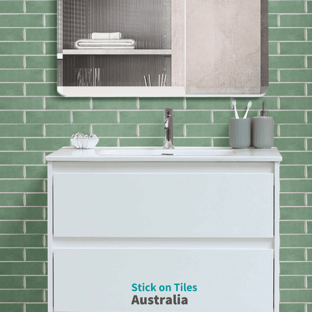 Long Subway Stick on Tile - Eucalyptus Green