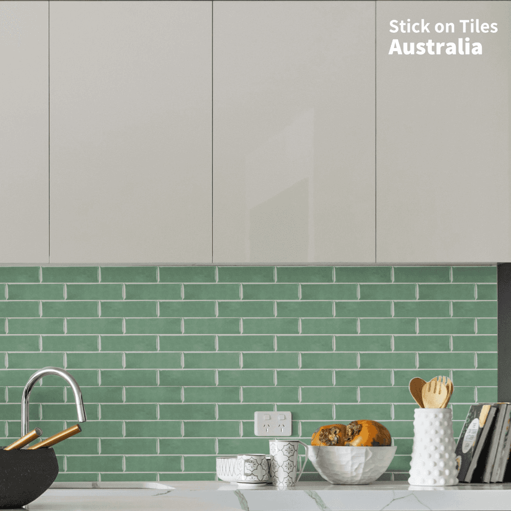 Long Subway Stick on Tile - Eucalyptus Green