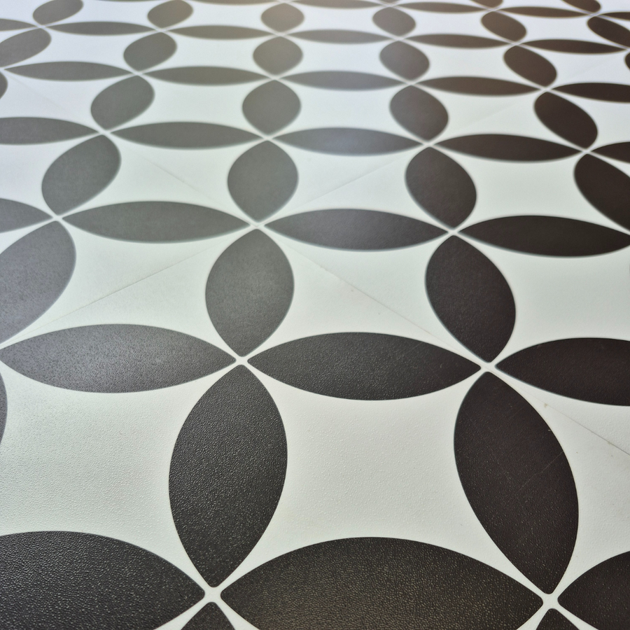 Vinyl Floor Stick on Tile - Black & White Star