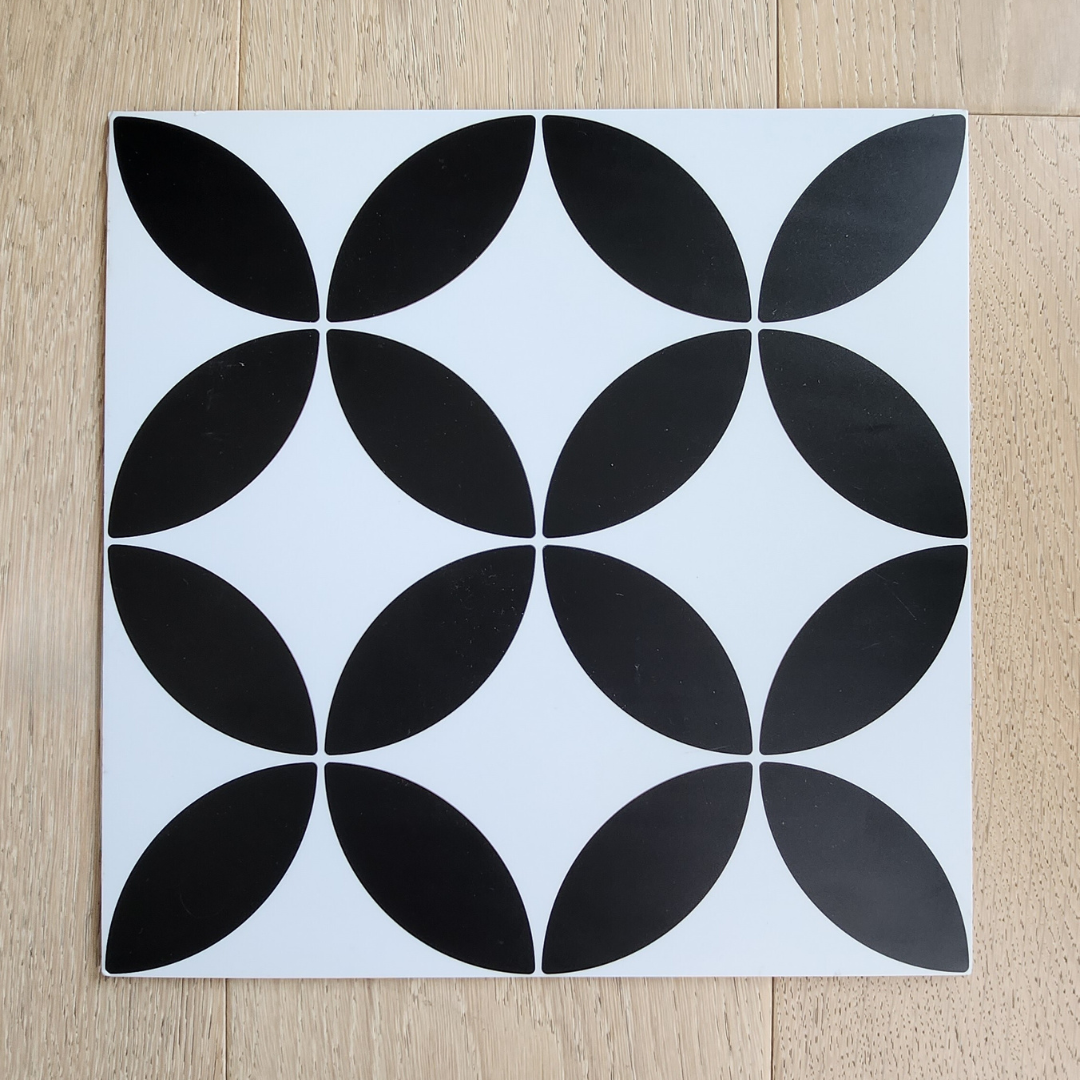 Vinyl Floor Stick on Tile - Black and White Star