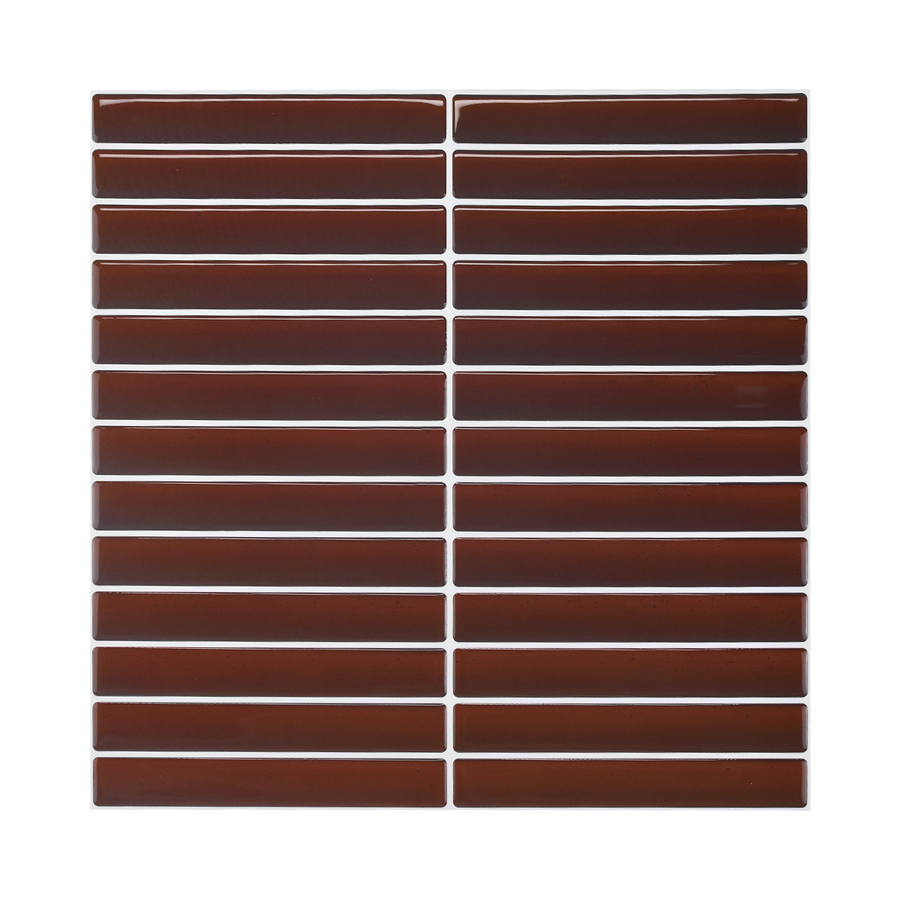 A sheet of deep red vinyl stick-on tiles laid out in a grid pattern.