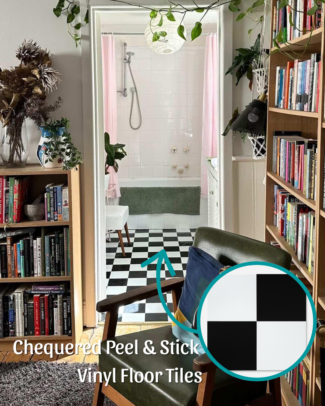 Vinyl Floor Stick on Tile - Chequered
