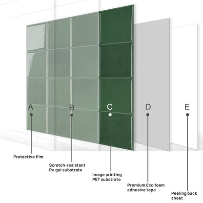 Square Stick on Tile - Dark Green