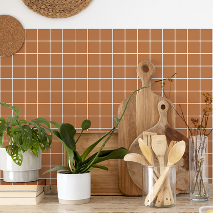 Square Stick on Tile - Burnt Orange