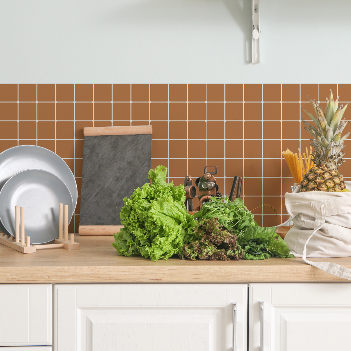 Square Stick on Tile - Burnt Orange