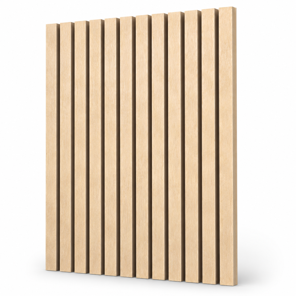 Wooden panel with horizontal slats on a white background