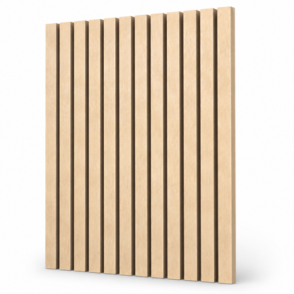 Wooden panel with horizontal slats on a white background