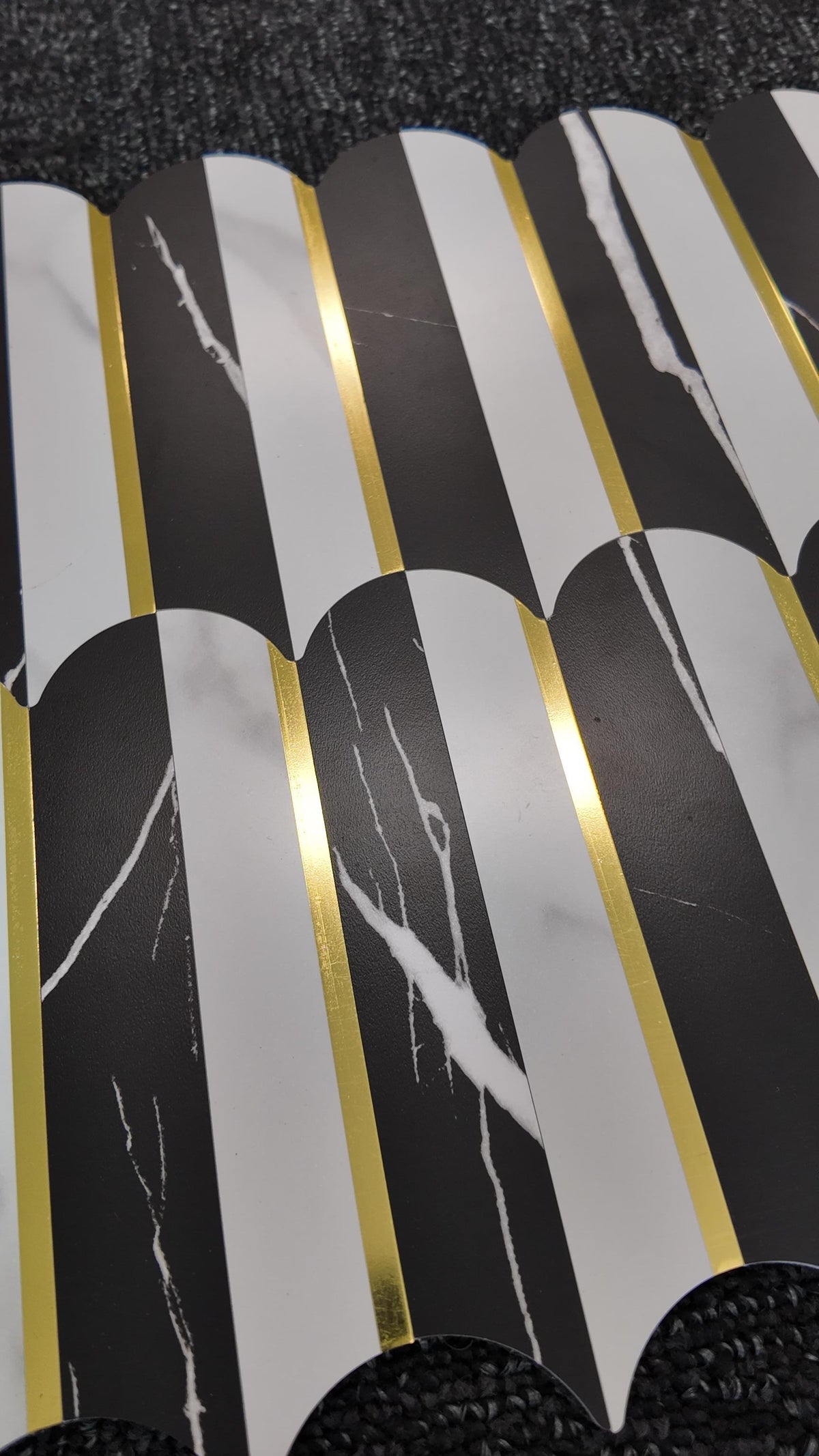 Black Marble Luxe Feather Stick on Composite Tile