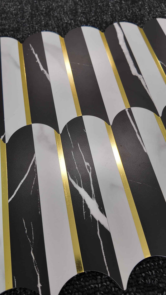 Black Marble Luxe Feather Stick on Composite Tile