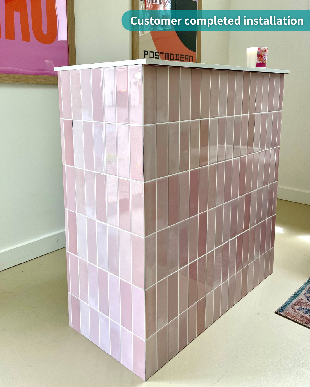 Large Kit Kat Stick on Tile - Dusty Pink