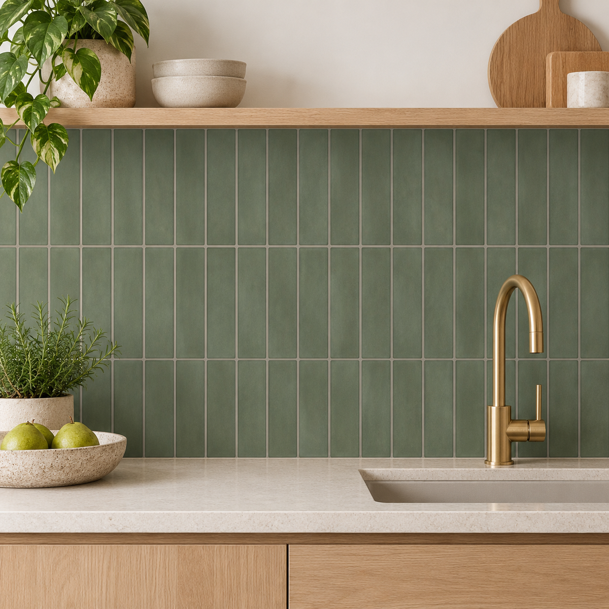 Large Kit Kat Stick on Tile - Fern Green