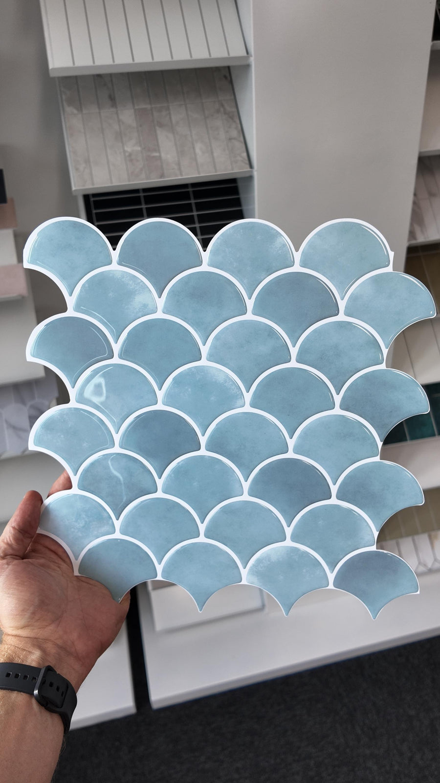 Fish Scale Stick on Tile - Turquoise