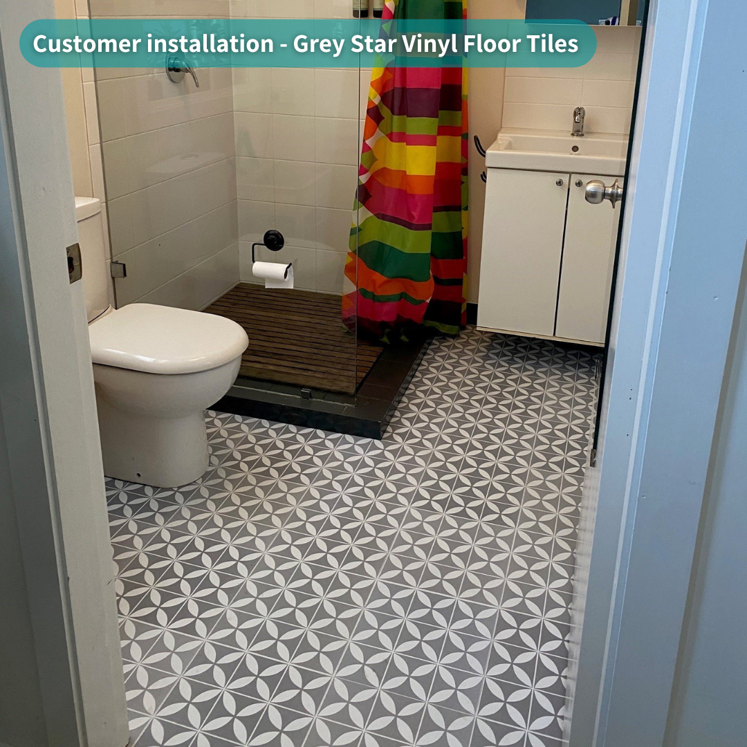 Vinyl Floor Stick on Tile - Grey Star – Stick on Tiles Australia