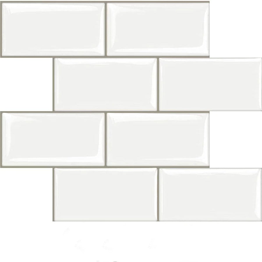 Subway Stick on Tile - White with Grey Grout
