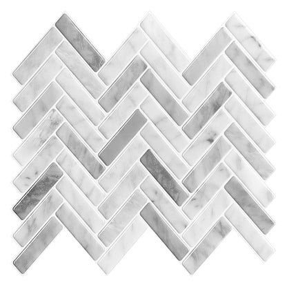 Herringbone Stick on Tile - Light Grey Marble
