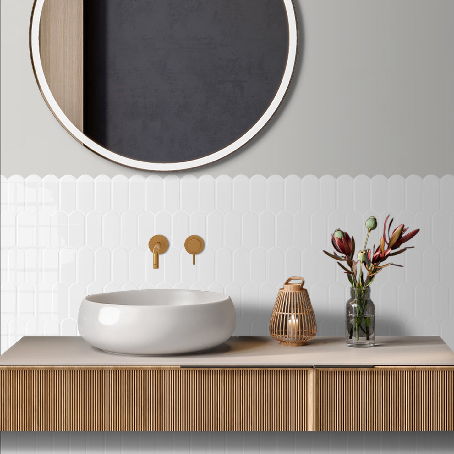 Feather Stick on Tile - All White