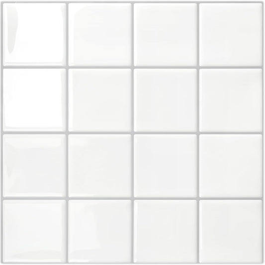 Square Stick on Tile - White with Grey Grout