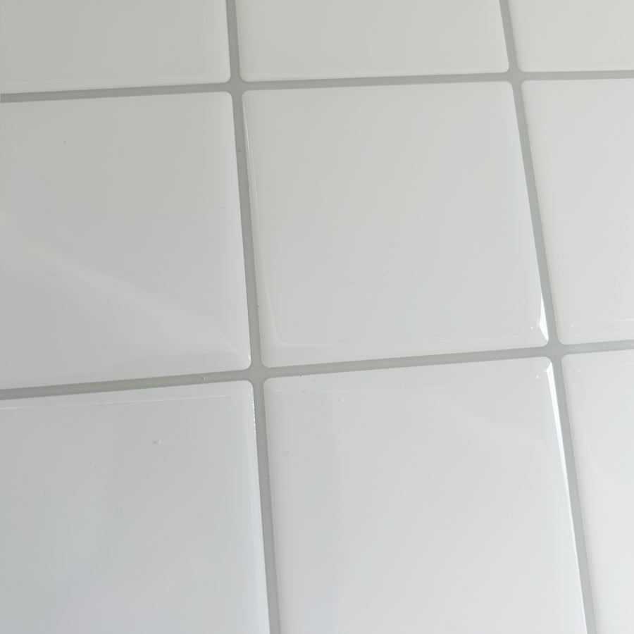Square Stick on Tile - White with Grey Grout