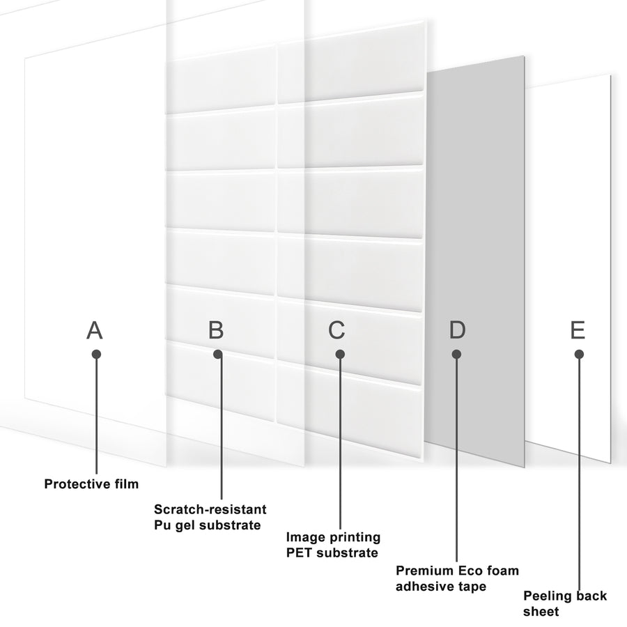 Large Kit Kat Stick on Tile - All White