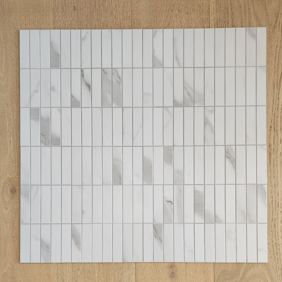 Kit Kat Stick on Composite Tile - Carrara Marble
