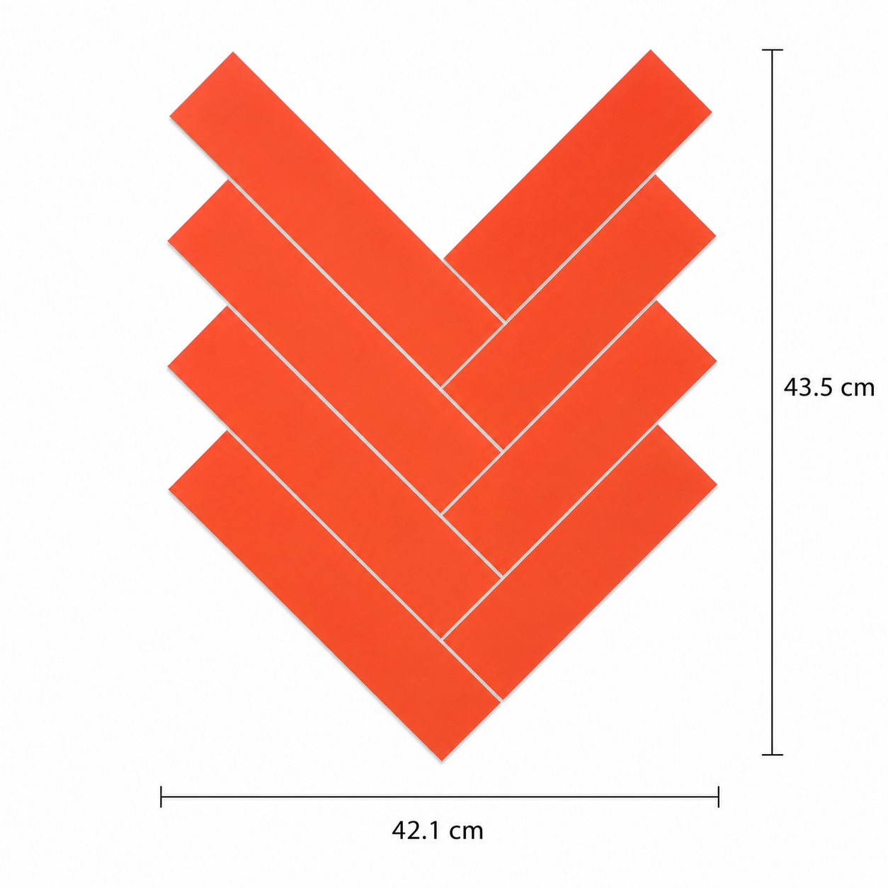 Large Herringbone Stick on Composite Tile - Matte Orange