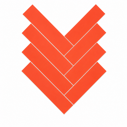Large Herringbone Stick on Composite Tile - Matte Orange