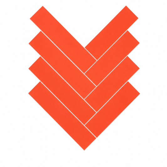 Large Herringbone Stick on Composite Tile - Matte Orange