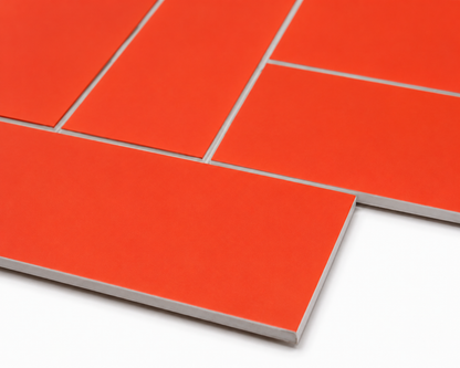 Large Herringbone Stick on Composite Tile - Matte Orange