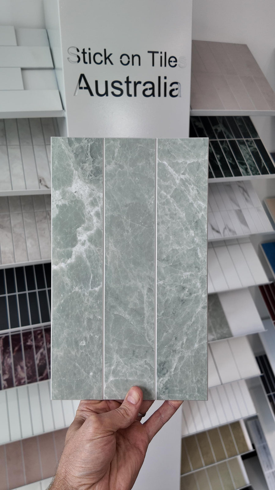Large Kit Kat Stick on Composite Tile - Sage Marble