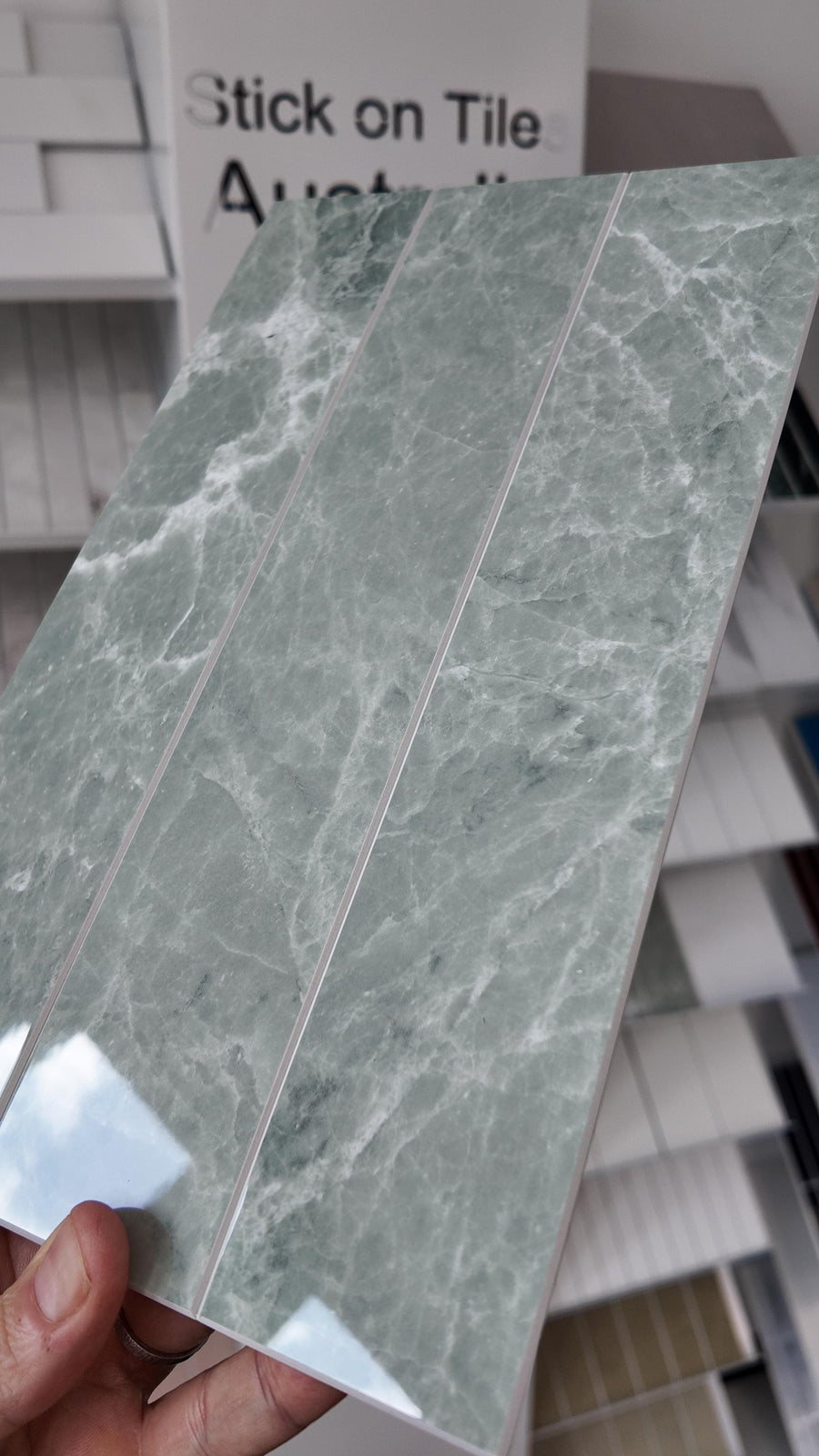 Large Kit Kat Stick on Composite Tile - Sage Marble