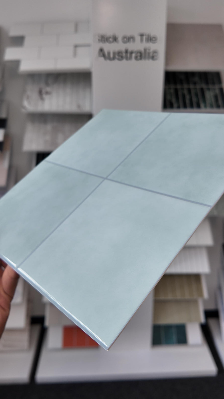 Large Square Stick on Tile - Soft Blue