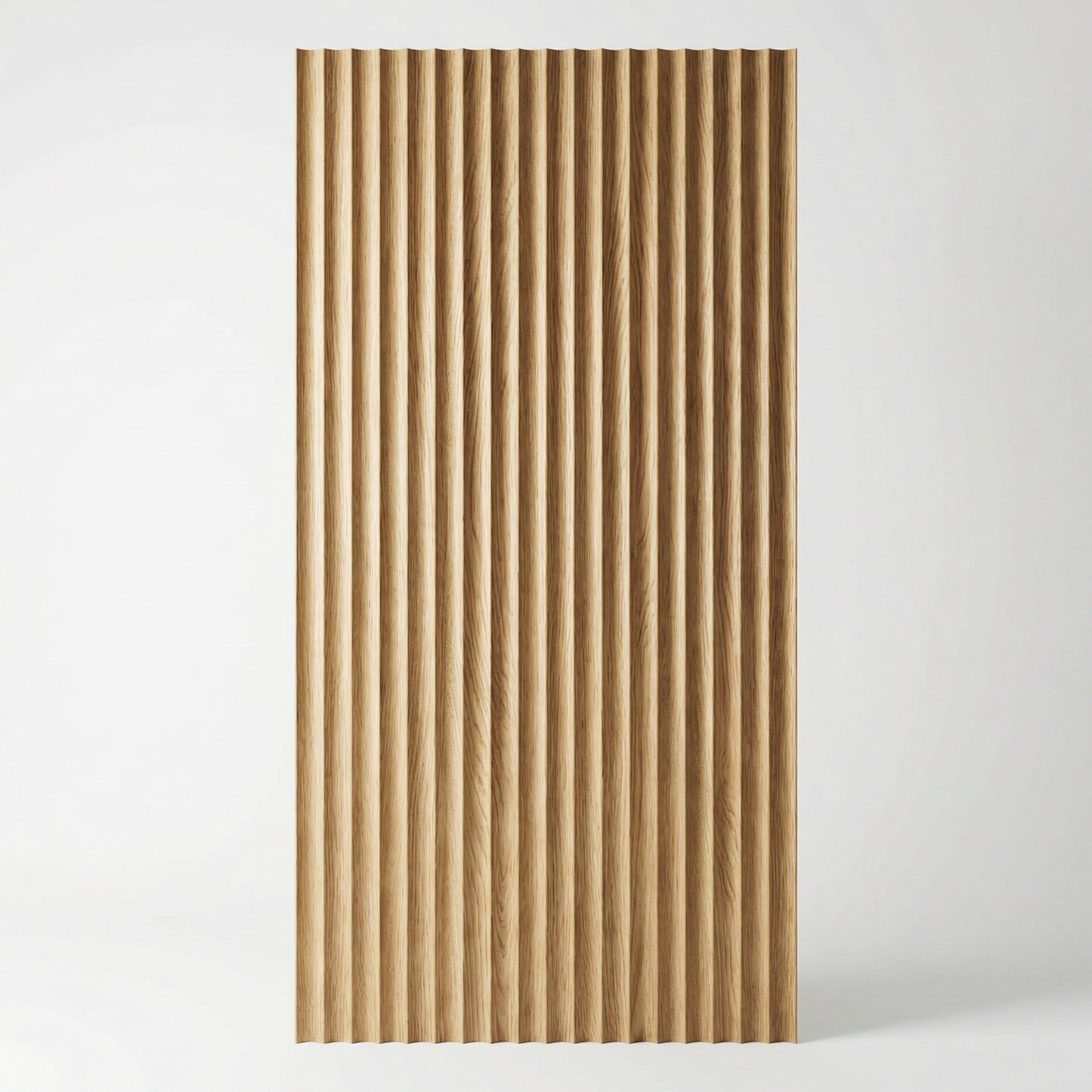 Wooden panel with a ribbed texture on a white background