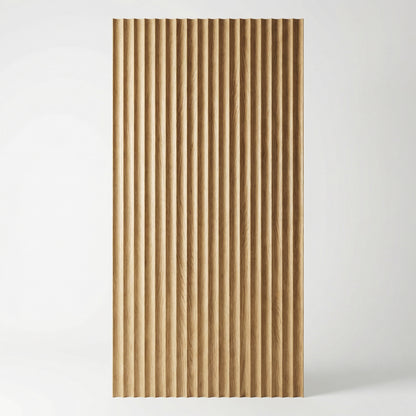 Wooden panel with a ribbed texture on a white background