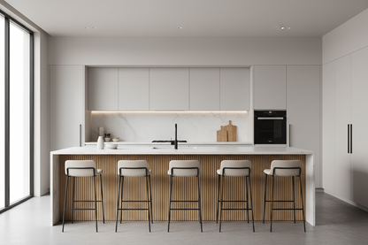 Modern kitchen with a island and stools