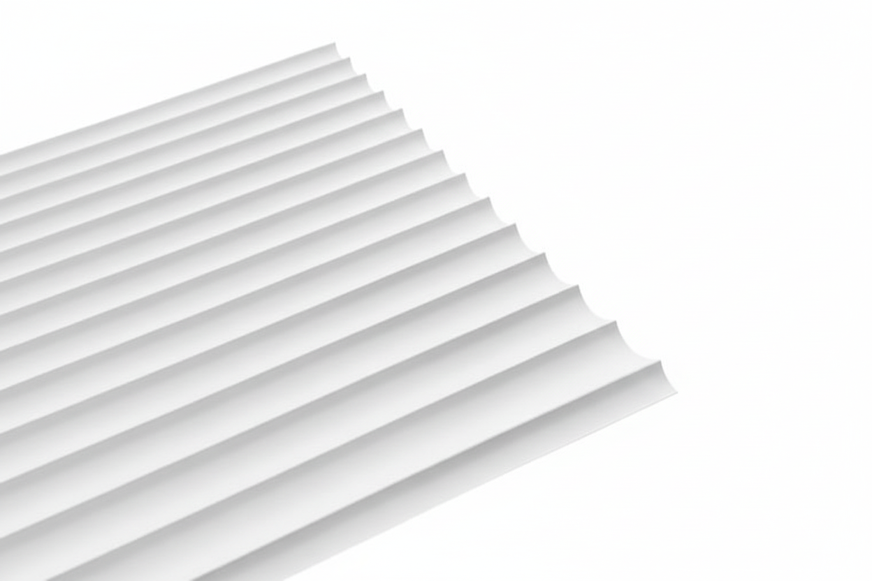 White plastic panels stacked on a white background