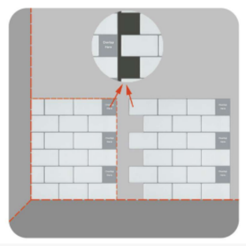 Aligning the second peel and stick tile sheet
