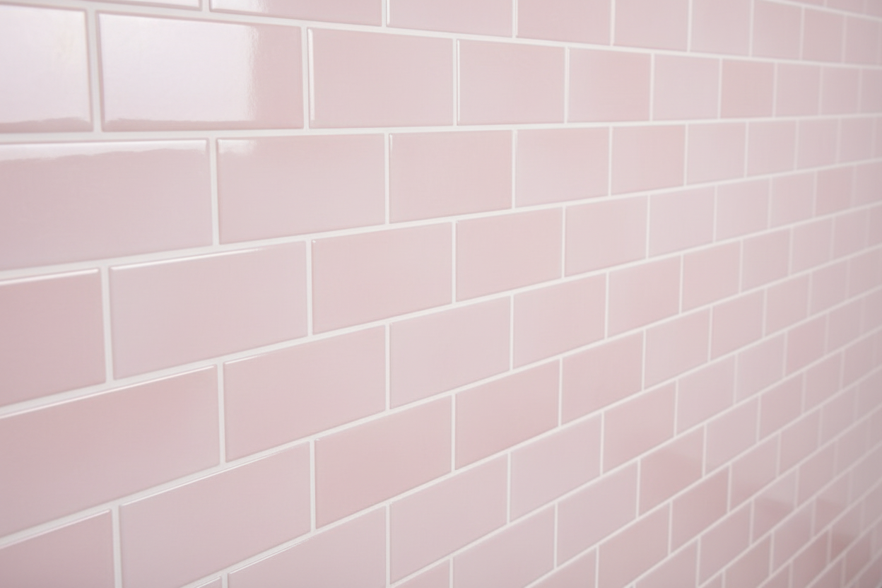 Close-up of a wall with pink tiles