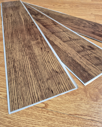 Vinyl Floor Planks Stick on Tile - Dark Walnut