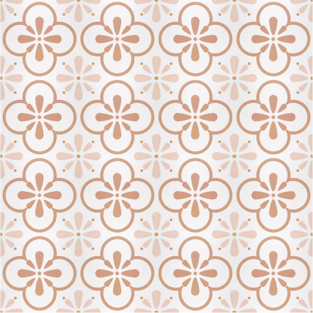 Vinyl Floor Stick on Tile - Pink Flower