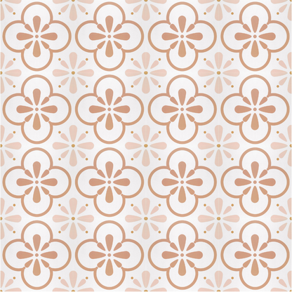 Vinyl Floor Stick on Tile - Pink Flower